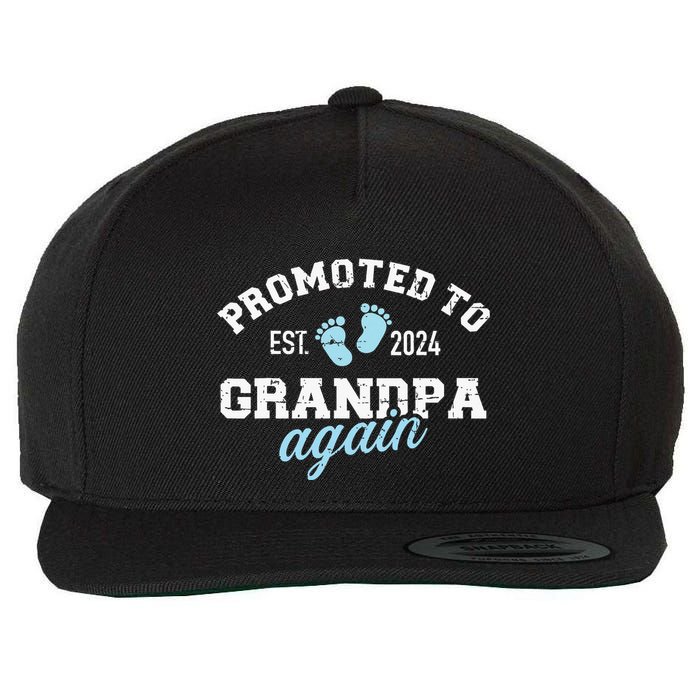 Promoted To Grandpa 2024 Again Wool Snapback Cap