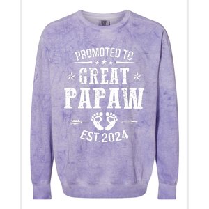 Promoted To Great Papaw Est 2024 Soon To Be Papaw Colorblast Crewneck Sweatshirt