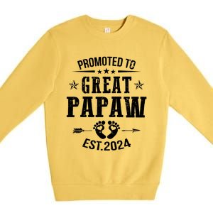 Promoted To Great Papaw Est 2024 Soon To Be Papaw Premium Crewneck Sweatshirt