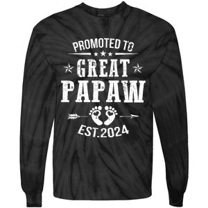 Promoted To Great Papaw Est 2024 Soon To Be Papaw Tie-Dye Long Sleeve Shirt