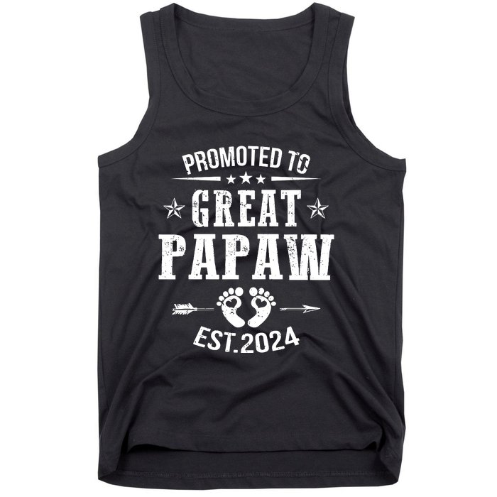 Promoted To Great Papaw Est 2024 Soon To Be Papaw Tank Top