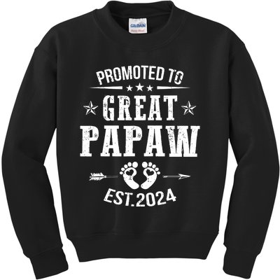 Promoted To Great Papaw Est 2024 Soon To Be Papaw Kids Sweatshirt