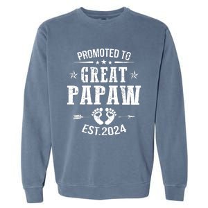 Promoted To Great Papaw Est 2024 Soon To Be Papaw Garment-Dyed Sweatshirt