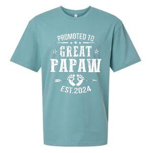 Promoted To Great Papaw Est 2024 Soon To Be Papaw Sueded Cloud Jersey T-Shirt