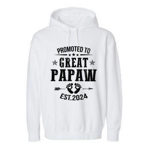 Promoted To Great Papaw Est 2024 Soon To Be Papaw Garment-Dyed Fleece Hoodie