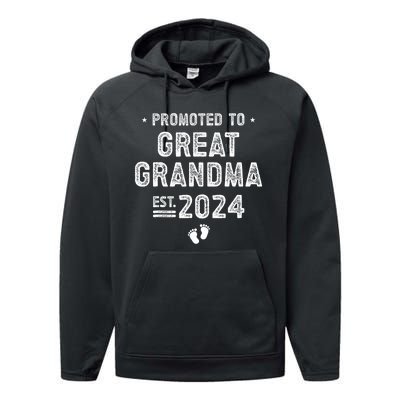 Promoted To Great Grandma 2024 Soon To Be Great Grandma Performance Fleece Hoodie