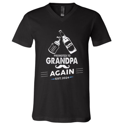 Promoted To Grandpa Again 2024 V-Neck T-Shirt