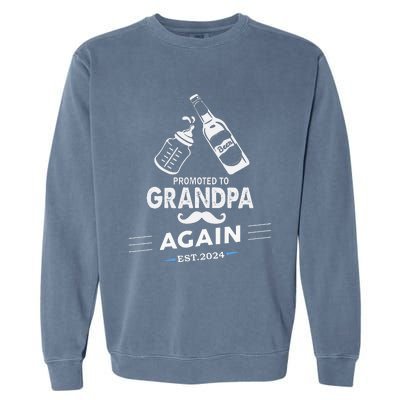 Promoted To Grandpa Again 2024 Garment-Dyed Sweatshirt