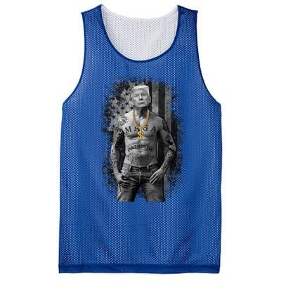 Patriotic Trump Gangster Anti Liberal Pro Republican Funny Cute Gift Mesh Reversible Basketball Jersey Tank