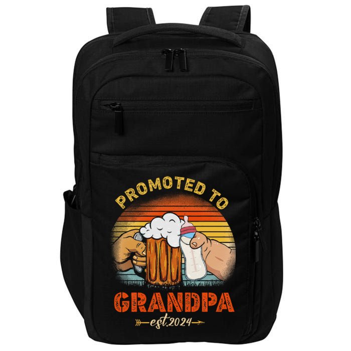 Promoted To Grandpa Est 2024 Fathers Day Vintage Impact Tech Backpack