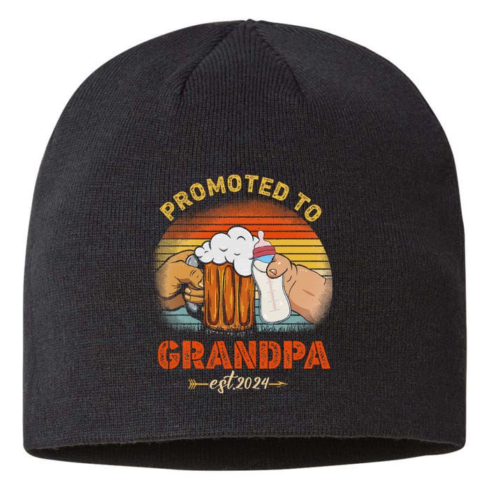 Promoted To Grandpa Est 2024 Fathers Day Vintage Sustainable Beanie