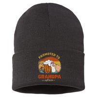 Promoted To Grandpa Est 2024 Fathers Day Vintage Sustainable Knit Beanie