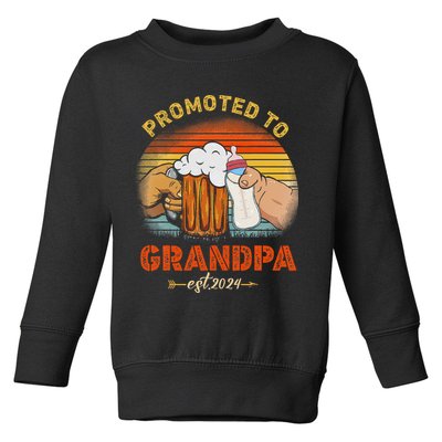 Promoted To Grandpa Est 2024 Fathers Day Vintage Toddler Sweatshirt