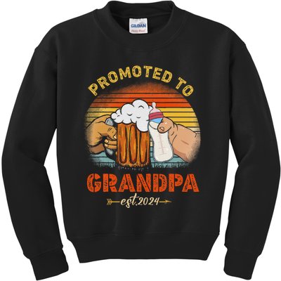 Promoted To Grandpa Est 2024 Fathers Day Vintage Kids Sweatshirt