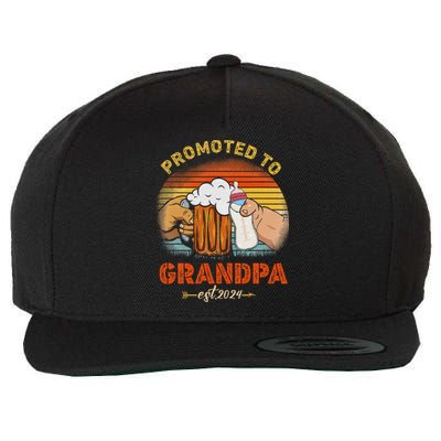 Promoted To Grandpa Est 2024 Fathers Day Vintage Wool Snapback Cap