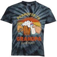 Promoted To Grandpa Est 2024 Fathers Day Vintage Kids Tie-Dye T-Shirt