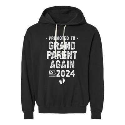 Promoted To Grandparents Again 2024 Soon To Be Grandparents Garment-Dyed Fleece Hoodie