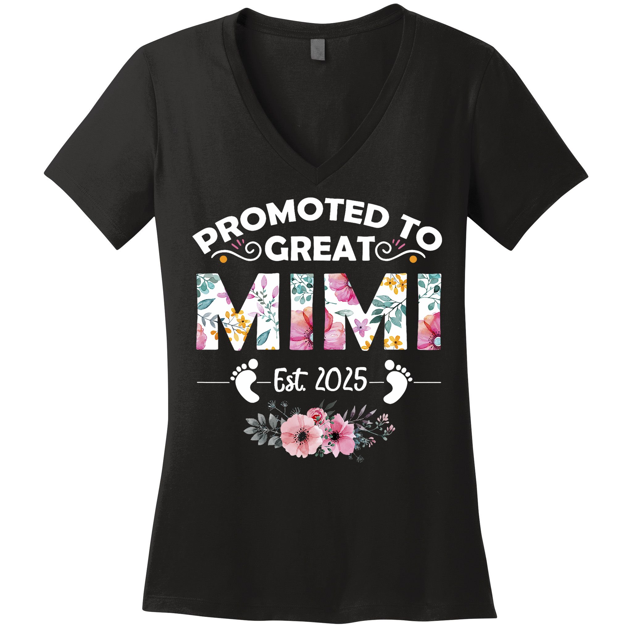 Promoted To Great Mimi Est 2025 First Time Mimi Women's V-Neck T-Shirt