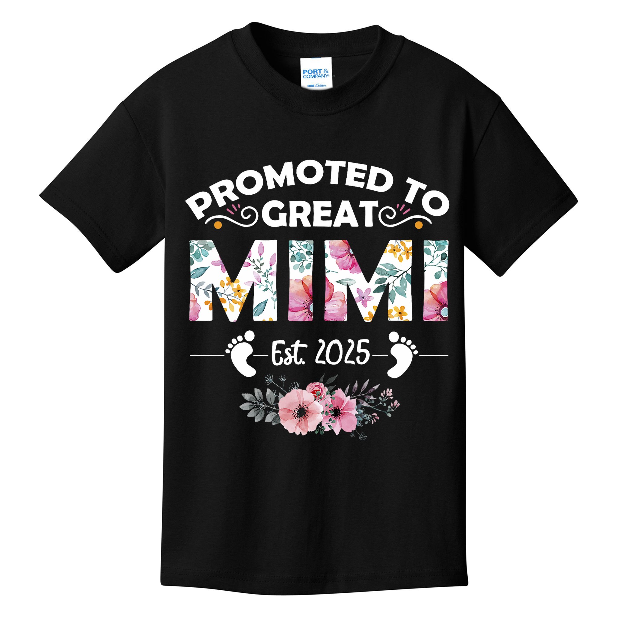 Promoted To Great Mimi Est 2025 First Time Mimi Kids T-Shirt