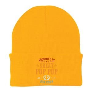 Promoted To Great Pop Pop Est 2024 Soon To Be Pop Pop Cool Gift Knit Cap Winter Beanie