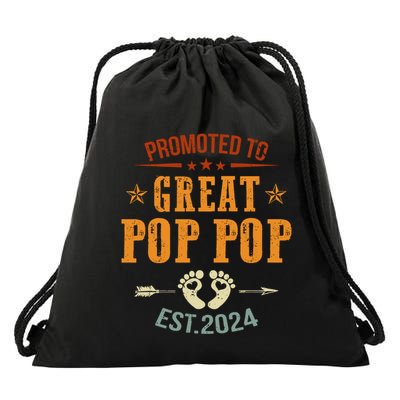 Promoted To Great Pop Pop Est 2024 Soon To Be Pop Pop Cool Gift Drawstring Bag