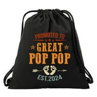 Promoted To Great Pop Pop Est 2024 Soon To Be Pop Pop Cool Gift Drawstring Bag