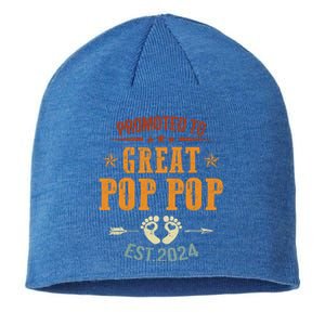 Promoted To Great Pop Pop Est 2024 Soon To Be Pop Pop Cool Gift Sustainable Beanie