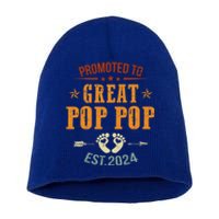 Promoted To Great Pop Pop Est 2024 Soon To Be Pop Pop Cool Gift Short Acrylic Beanie