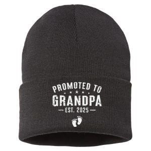 Promoted To Grandpa 2025 Soon To Be Grandfather New Grandpa Gift Sustainable Knit Beanie