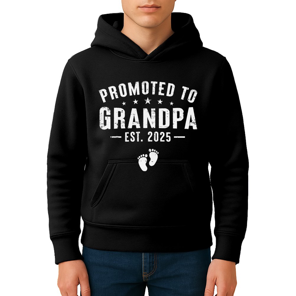 Promoted To Grandpa 2025 Soon To Be Grandfather New Grandpa Gift Kids Hoodie