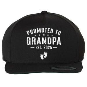 Promoted To Grandpa 2025 Soon To Be Grandfather New Grandpa Gift Wool Snapback Cap