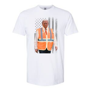 President Trump Garbage Truck Worker Vest Usa Flag Maga 2025 Softstyle CVC T-Shirt