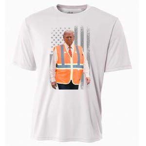 President Trump Garbage Truck Worker Vest Usa Flag Maga 2025 Cooling Performance Crew T-Shirt