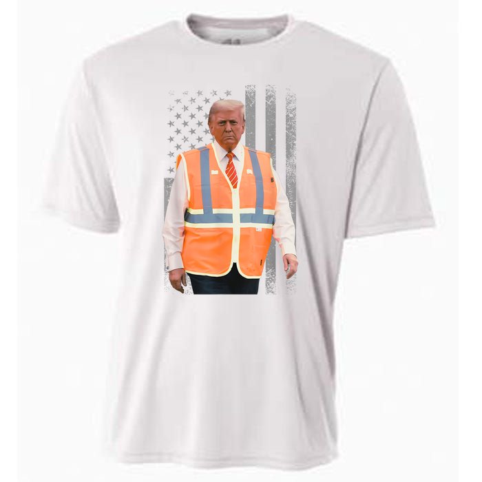 President Trump Garbage Truck Worker Vest Usa Flag Maga 2025 Cooling Performance Crew T-Shirt