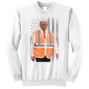 President Trump Garbage Truck Worker Vest Usa Flag Maga 2025 Sweatshirt