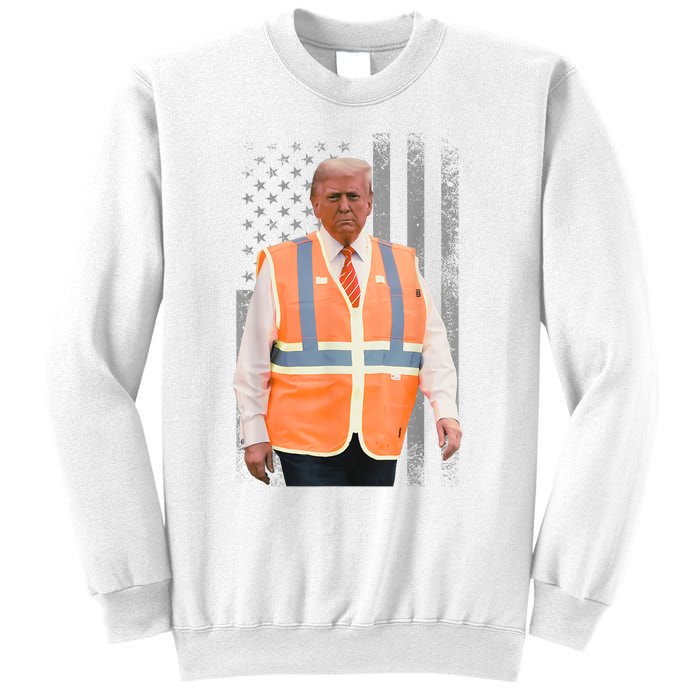 President Trump Garbage Truck Worker Vest Usa Flag Maga 2025 Sweatshirt