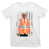 President Trump Garbage Truck Worker Vest Usa Flag Maga 2025 T-Shirt