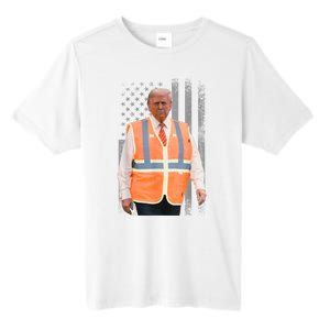 President Trump Garbage Truck Worker Vest Usa Flag Maga 2025 Tall Fusion ChromaSoft Performance T-Shirt