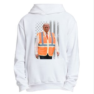 President Trump Garbage Truck Worker Vest Usa Flag Maga 2025 Urban Pullover Hoodie