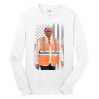 President Trump Garbage Truck Worker Vest Usa Flag Maga 2025 Tall Long Sleeve T-Shirt