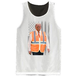 President Trump Garbage Truck Worker Vest Usa Flag Maga 2025 Mesh Reversible Basketball Jersey Tank