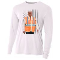 President Trump Garbage Truck Worker Vest Usa Flag Maga 2025 Cooling Performance Long Sleeve Crew