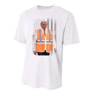 President Trump Garbage Truck Worker Vest Usa Flag Maga 2025 Performance Sprint T-Shirt