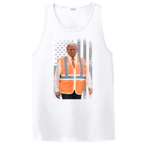 President Trump Garbage Truck Worker Vest Usa Flag Maga 2025 PosiCharge Competitor Tank