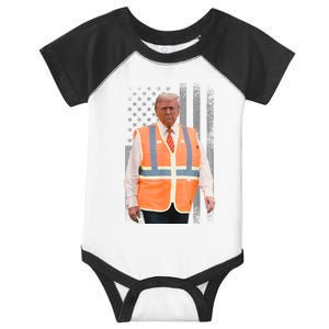 President Trump Garbage Truck Worker Vest Usa Flag Maga 2025 Infant Baby Jersey Bodysuit