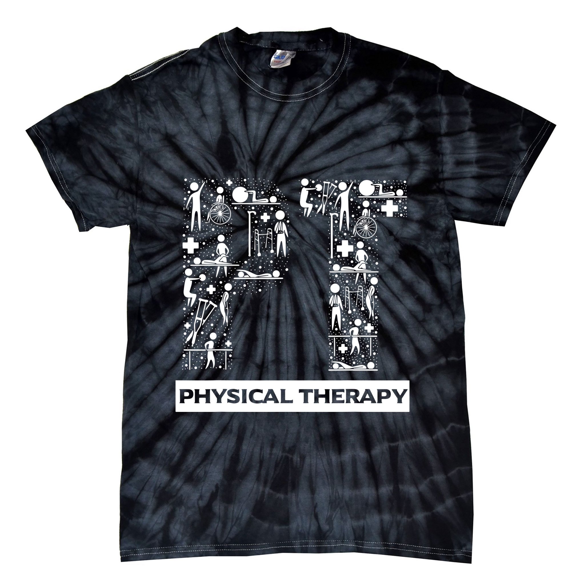 Physical Therapy Gait Training Physiotherapy Therapist Gift Tie-Dye T-Shirt