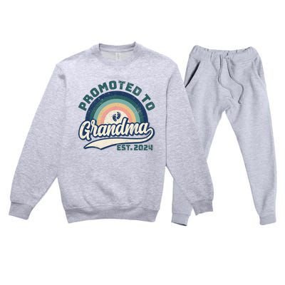 Promoted To Grandma 2024 Soon to be Grandmother New Grandma Premium Crewneck Sweatsuit Set