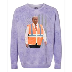 President Trump Garbage Truck Worker Vest Maga 2025 Colorblast Crewneck Sweatshirt