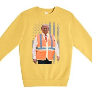 President Trump Garbage Truck Worker Vest Maga 2025 Premium Crewneck Sweatshirt