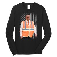 President Trump Garbage Truck Worker Vest Maga 2025 Long Sleeve Shirt